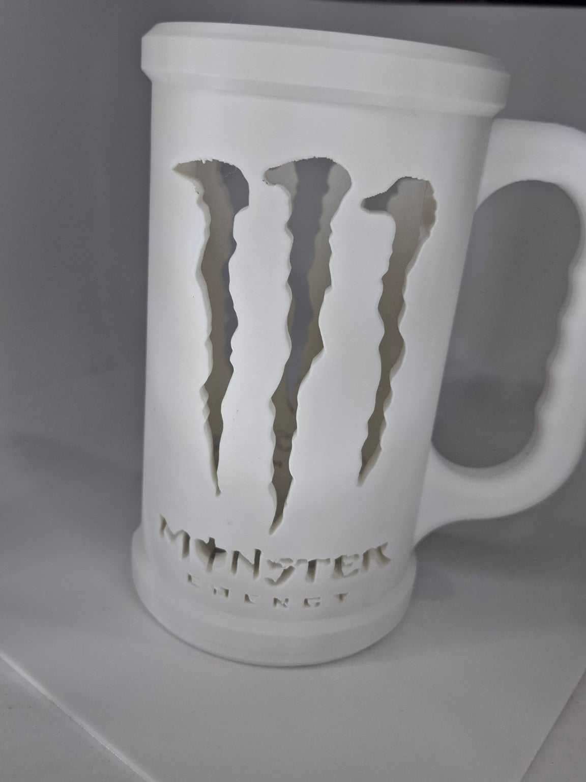 Portalatas Monster Energy blanco vista frontal
